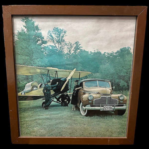 Vintage Poster of antique car & aeroplane 1941