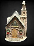 Snowy church Christmas decoration